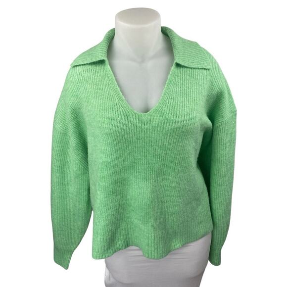 Sussan Women's Green Knit Long Sleeve V Neck Collared Polo Sweater Top Size 3XL - Picture 1 of 4